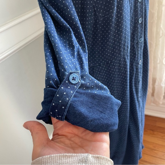 Boden Blue Button-Up Polka Dot Dress Denim look size 14 - Picture 6 of 13